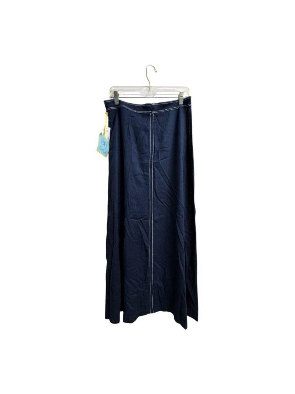 CeCe Linen Blend Maxi Skirt Womens Medium Blue NWT Contrast Stitch - Picture 2 of 4